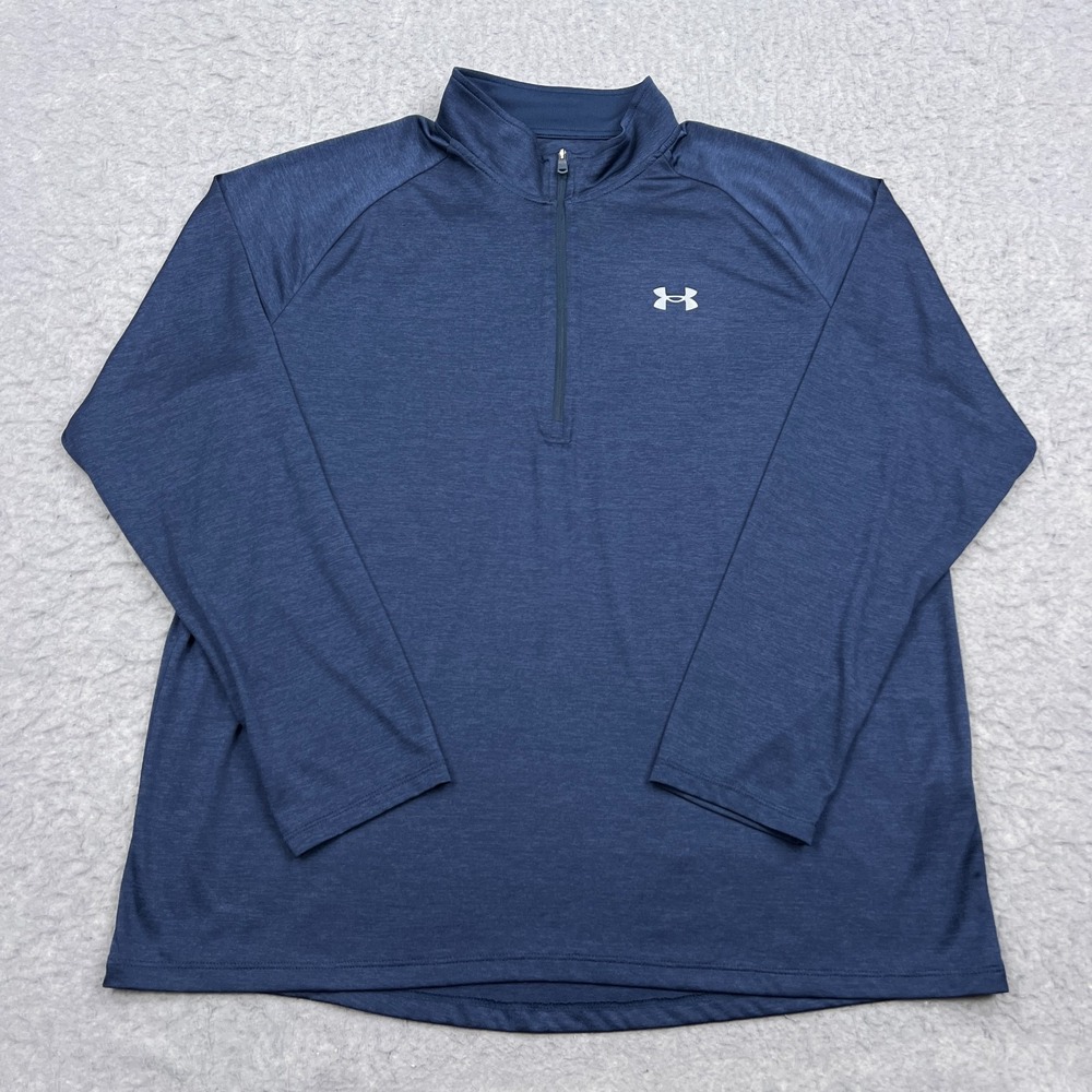 Under Armour UA Tech 1/4 Zip Mens XXL Blue Long Sleeve Lightweight Golf Pullover